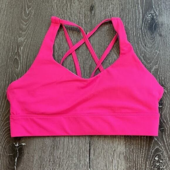 Zyia Active Fuchsia Criss-Cross Strappy Back Sports Bra High Stretch Size M - Picture 1 of 6